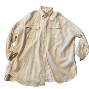 Frank and Eileen Mccloglin Cotton Cream‎ Oversized Button Up Shirt Top Women M/L